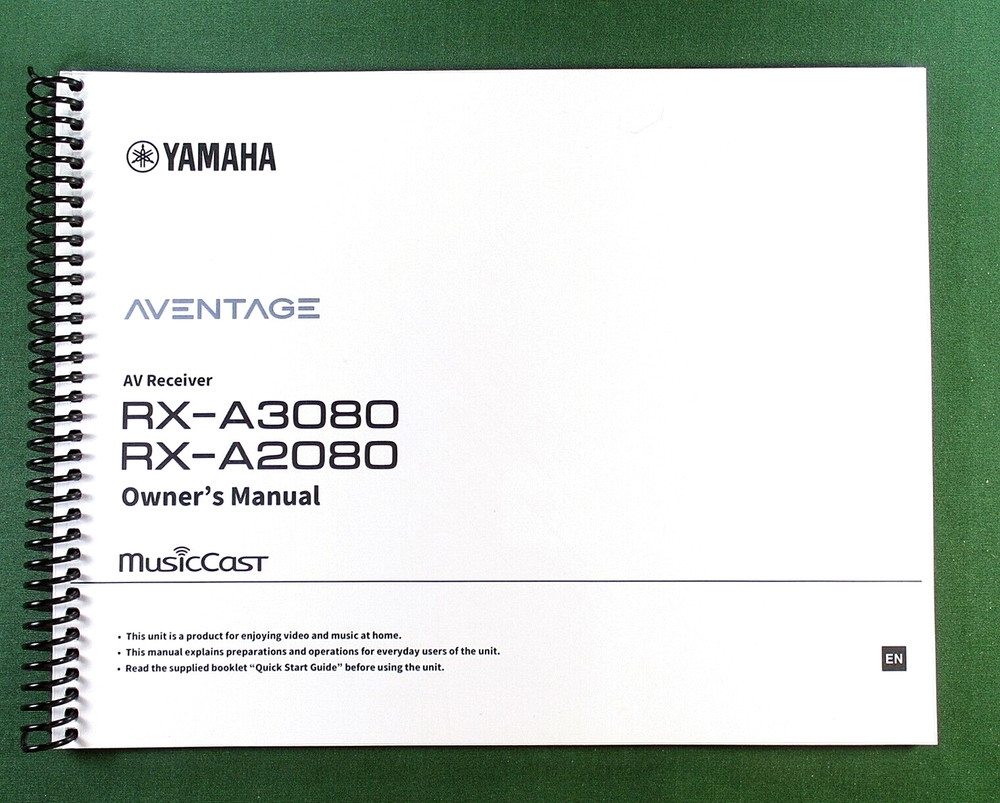 Yamaha RX-A3080 Instruction Manual: Full Color 192 Pages & Protective Covers!