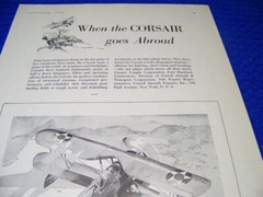1932 VOUGHT O2U CORSAIR “WHEN THE CORSAIR GOES ABROAD.”..1-PAGE SALES AD (298GG)