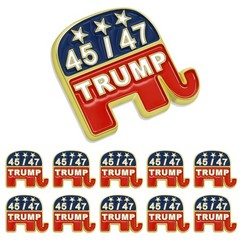 10 Pcs Republican elephant GOP Lapel pins Bluk 45 47 25 mm x 22 mm, 10-Pack