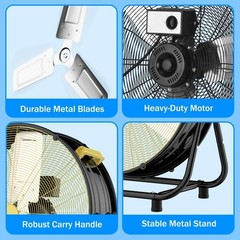 36 in. Industrial Drum Fan, 13600 CFM High Velocity Warehouse Fan, 3-Speed, Blac