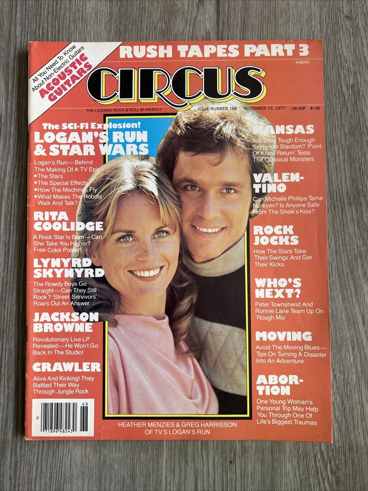 Nov 10, 1977 CIRCUS Magazine Logans Run Cover, Rita Coolidge Poster, Crawler