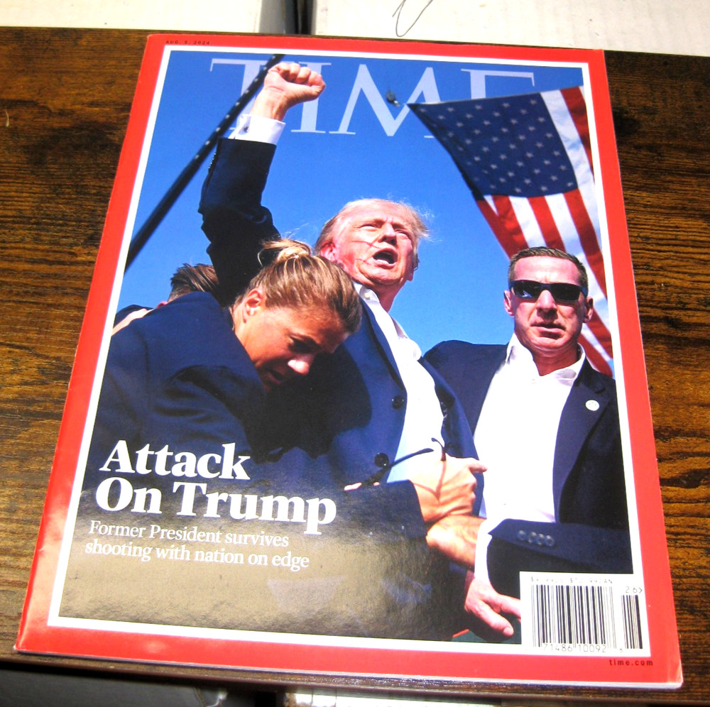 TIME Magazine Attack On Donald Trump 5 Aug 2024, Shooting Assassination Cover