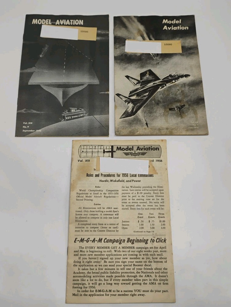 Lot Of 3 Vintage 1956 Model Aviation Mini Magazines 16 Pages Each