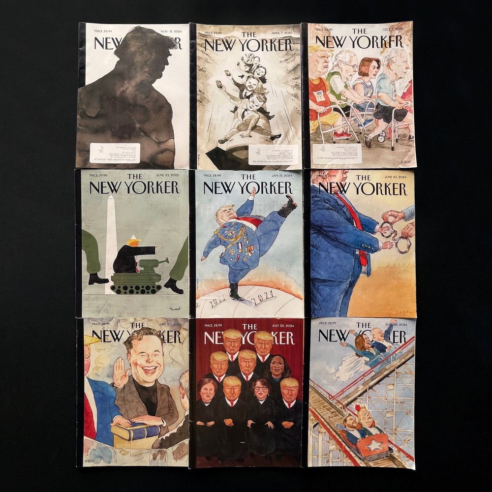 9 New Yorker Magazines • 2023-25 Trump Covers • Political Humor • Vance • Musk