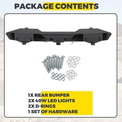 Rear Bumper Compatible with 1987-2006 Jeep Wrangler TJ YJ with LED Lights 2″ Hit