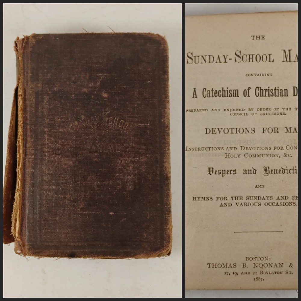 Antique 1887 Sunday School Manual Book Bible, Thomas Noonan & Co, 5.25″ X 3.5″