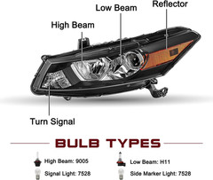 Headlight Assembly Pair for 2008-2012 Honda Accord 2-Door Coupe [ Factory Haloge