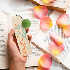 30 Pcs Wooden Bookmark,5.7X1.5 in Blank Bookmarks to Decorate with 30 Pcs Colorf