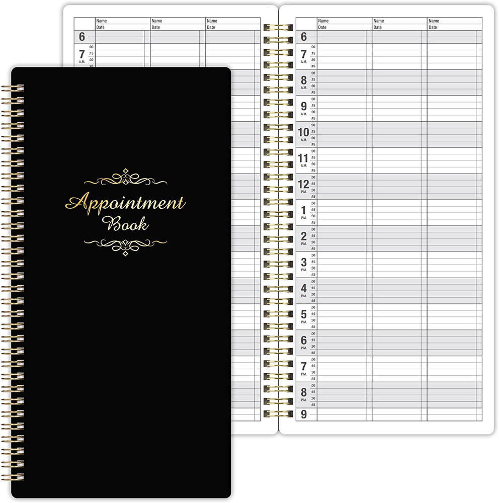 Salon Appointment Book – 15 Min Increments, 3 Cols, 200 Pages, 6.1” X 11.54”,