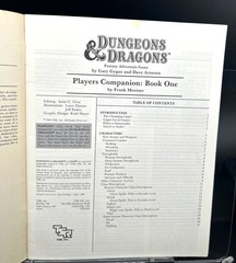Dungeons & Dragons Players Companion Book One 1984 TSR Fantasy Adventure Game