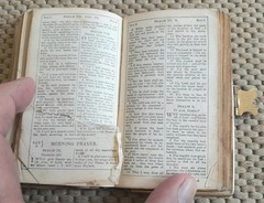 ANTIQUE MINIATURE BOOK OF COMMON PRAYER BIBLE, FINE BINDING WITH CLASP, 18