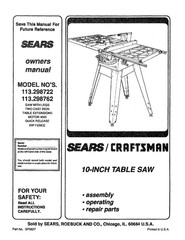 Sears Craftsman 113.298722 113.298762 Instruction Manual User Guide: 56 Pages