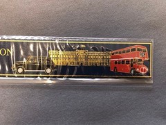 British Exhibition Leather Bookmark Navy 8.7in x 1.2in London Bus Taxi Gift