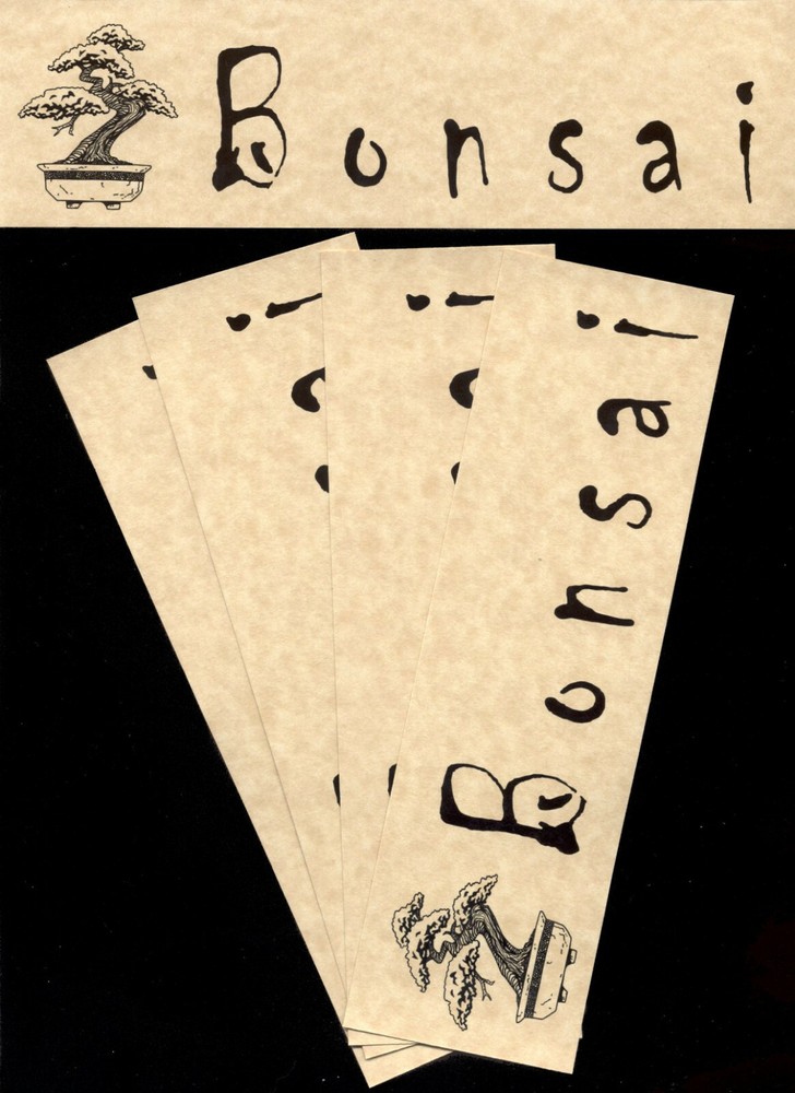 5 Bonsai Bookmarks 2.5 inches x 8.5 inches printed on heavy parchment