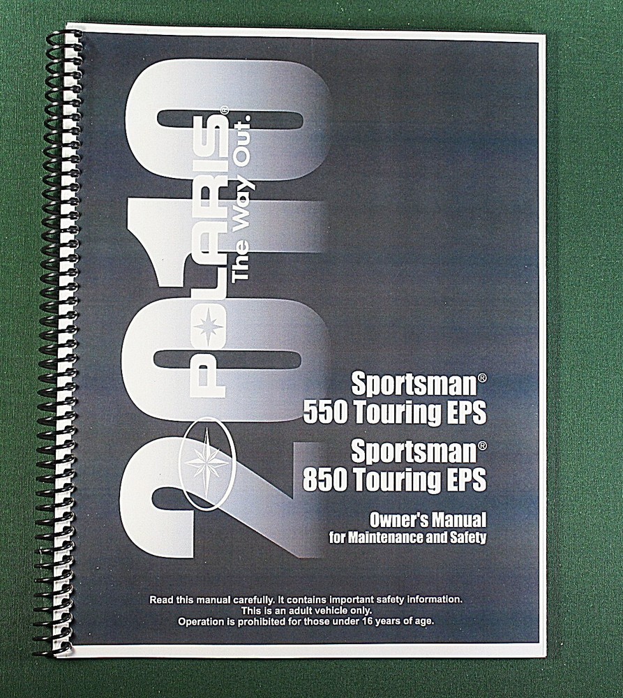 2010 Polaris Sportsman 550 Touring EPS Owner’s Manual: 158 Pages & Clear Covers!