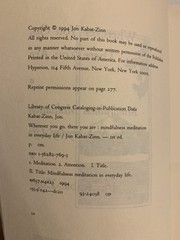 Wherever You Go There You Are Mindfulness Meditation by Jon Kabat-Zinn PB 1994
