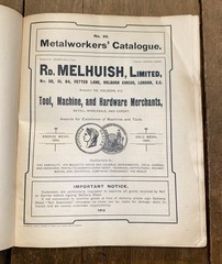 RD MELHUISH LTD CATALOGUE No 20 1913 TOOLS & MACHINES ENGINEERING REFERENCE BOOK