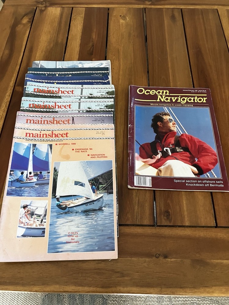 (8) Vintage Sailing Magazines Lot Mainsheet & Ocean Navigator 1986-1991
