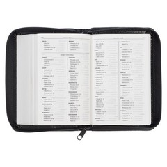 KJV Holy Bible,Mini Pocket Bible–Zippered Black Faux Leather Bible w/Ribbon Ma..