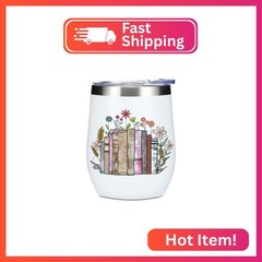 Wine Tumbler, 12 oz Coffee Mug Travel Insulated Cup Vacuum Wine Glass with Lid,