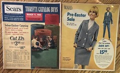2 CATALOGS FLYERS MONTGOMERY WARD 71 PAGES SEARS 23 PAGES 1968 LOT 2 FASHION