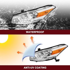Projector Headlight Assembly W/Bulbs for 2008-2012 Honda Accord Coupe 2-Door Hal