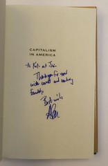 Alan Greenspan / CAPITALISM IN AMERICA HISTORY Inscribed to Kate Signed 1st 2018