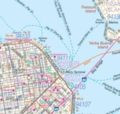 City of San Francisco Detailed Arterial Wall Map w/Zip Codes *2 Big Sizes*