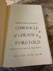 Chronicle of a Death Foretold by Gabriel Garcia Marquez First Edition 1983 DJ