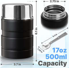 Earth&Me Stainless Steel Thermo for Hot 17OZ with Folding Spoon, Vacuum Insulat