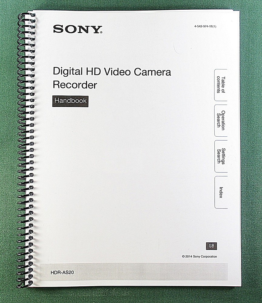 Sony HDR-AS20 Instruction Manual: Full Color 71 Pages & Protective Covers!