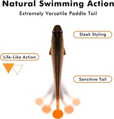 TRUSCEND Shadtale Easy Catch Soft Fishing Lures with 3.5in (9cm), 3.5″,0.45oz
