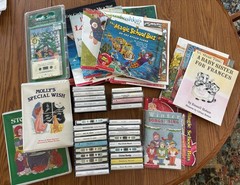 Large Lot Children’s Cassette Tapes & Books Scholastic Troll Home School Teacher