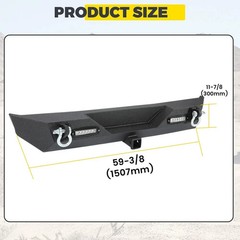 Rear Bumper Compatible with 1987-2006 Jeep Wrangler TJ YJ with LED Lights 2″ Hit