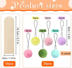 30 Pcs Wooden Bookmark,5.7X1.5 in Blank Bookmarks to Decorate with 30 Pcs Colorf