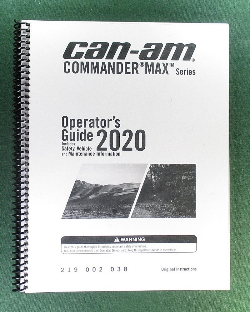 2020 Can-Am Commander MAX DPS 800R Owner’s Manual: 195 Pages & Protective Covers