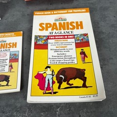 Barron’s Spanish At A Glance Cassette Phrasebook Dictionary Vintage 1985 Set