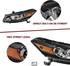 Headlight Assembly Pair for 2008-2012 Honda Accord 2-Door Coupe [ Factory Haloge