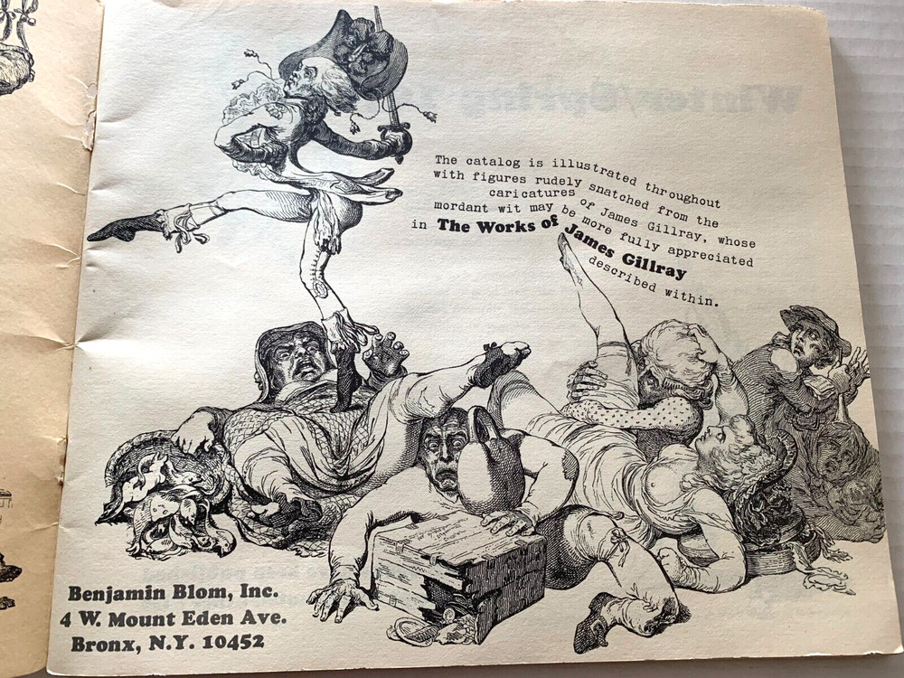 Vtg 1970 Benjamin Blom Book Catalog JAMES GILLRAY Illustrations 71 Pages