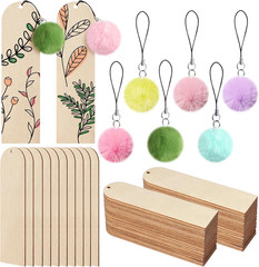 30 Pcs Wooden Bookmark,5.7X1.5 in Blank Bookmarks to Decorate with 30 Pcs Colorf