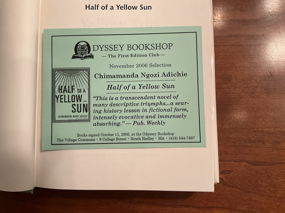 Chimamanda Ngozi Adichie Half of a Yellow Sun Signed First Edition Hardcover Du…