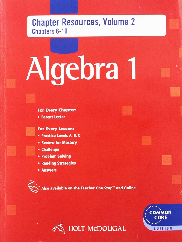 Holt McDougal Algebra 1: Common Core Chapter Resource Book with Answers, Vol…