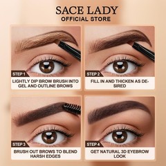 SACE LADY 3D Eyebrow Gel Long Lasting 24 0.2 Fl Oz (Pack of 1), 02 DARK BROWN