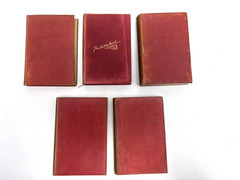 Collection of Small Old Books for Decoration. 10cm shelf space. 15.5cm Tall