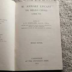 Lucan De Bello Civili Liber VII 1913 Revised Edition J.P. Postgate Cambridge
