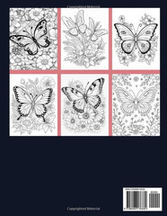 100 Page Butterfly Coloring Book For Adults: 50 Beautiful & Easy Large Print But