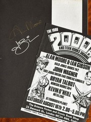 Rare Alan Moore Ian Gibson Signed 2000AD Halo Jones Book 1 + FP Promo Flyer 1986