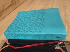 Zondervan Large Print NIV HOLY BIBLE leathersoft turquoise With Zip Open Case