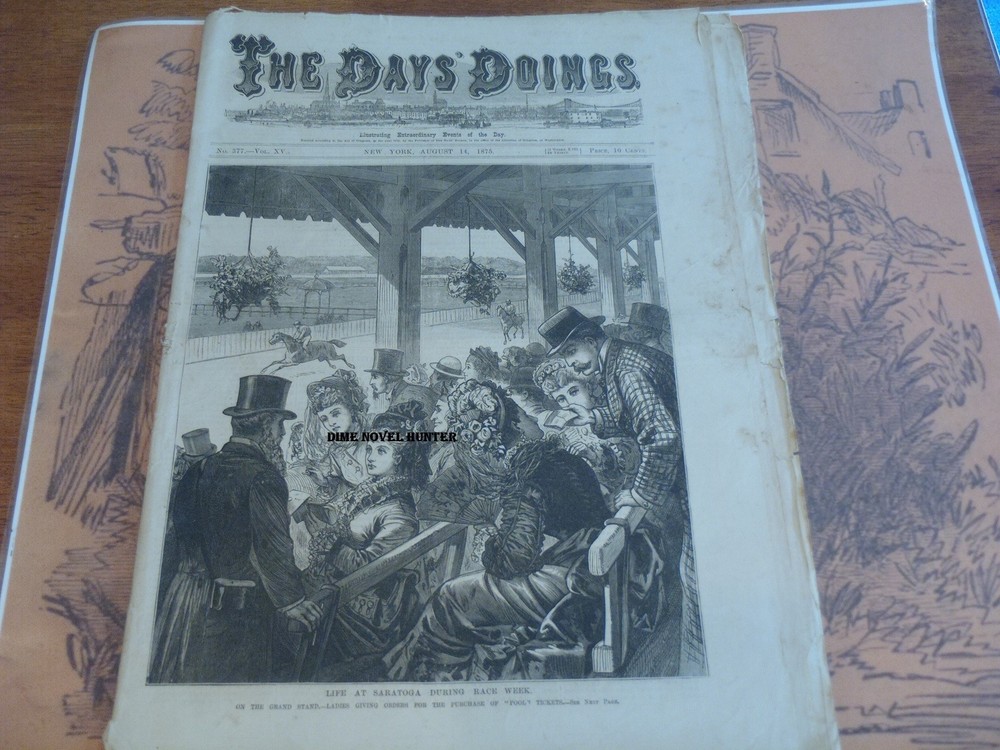 SARATOGA RACE WEEK & NEW YORK CITY RIOT DAYS DOINGS 377 DIME NOVEL NEWSPAPER