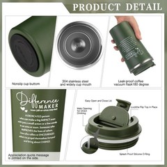 18 Pcs Difference Maker Gifts 17 oz Coffee Mug Tumbler A5 Leather Journal wit…